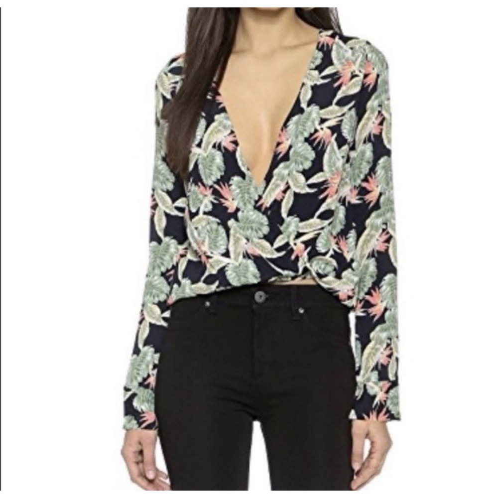 For Love And Lemons Aloha Top‎ Size Small Tropical Print Long Sleeve *READ*